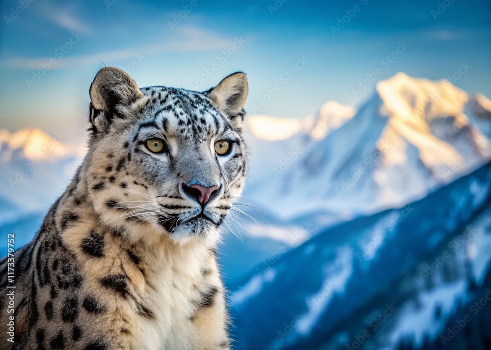 Majestic Snow Leopard Winter Portrait - Wildlife Photography Majestic Snow Leopard Winter Portrait - Wildlife Photography