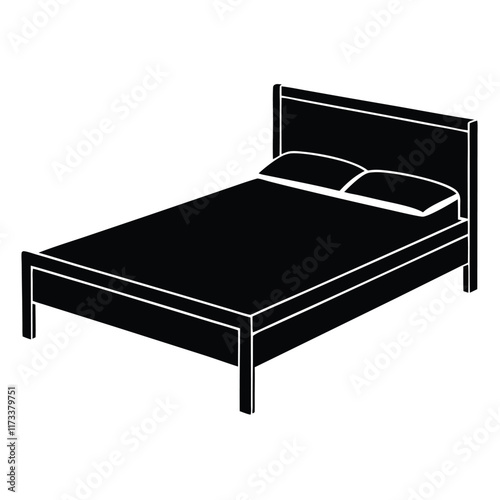 illustration of a modern wooden frame bed 