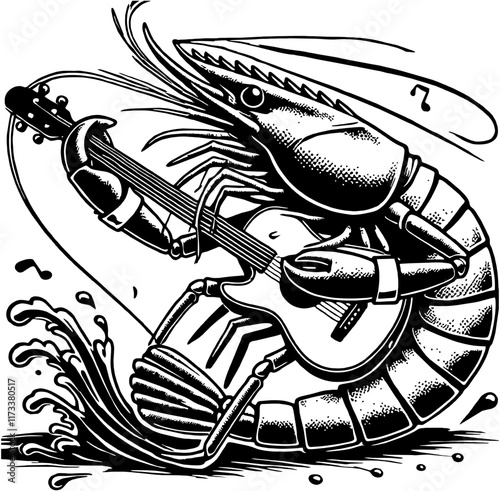 shrimp playing guitar.eps