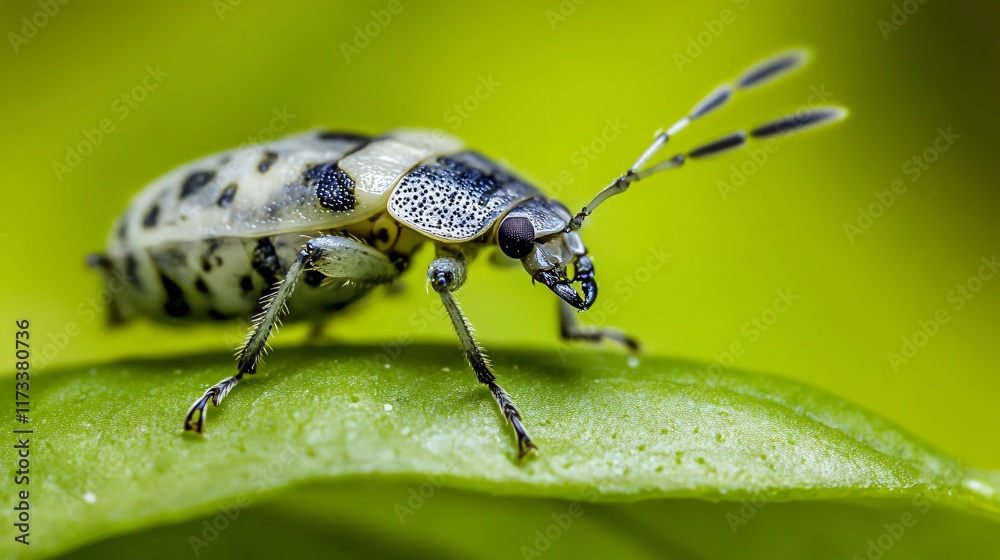 Macro Photography of a Spotted Beetle on a Green Leaf Macro Photography of a Spotted Beetle on a Green Leaf
