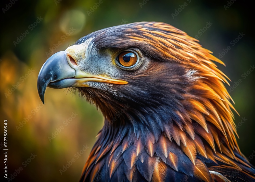 Obraz premium Majestic Wedge-Tailed Eagle Portrait: Powerful Bird of Prey with Intense Gaze