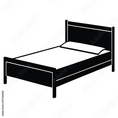 illustration of a modern wooden frame bed 