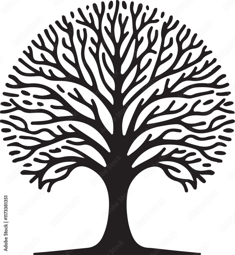 Obraz premium Vector design Tree, silhouette tree, flat tree design