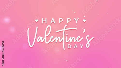 Happy Valentine's Day Text animation on beautiful pink gradient background with bokeh particles. Beautiful Animated lettering Handwritten for celebrating Valentines day. High Quality 4K Video