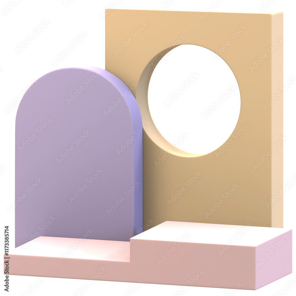 Fototapeta premium Short Stair Podium With Two Backdrops