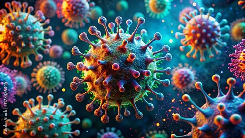 Wallpaper Mural Microscopic Virus Mutation: Prion Impact on Immune System & Medical Research Torontodigital.ca