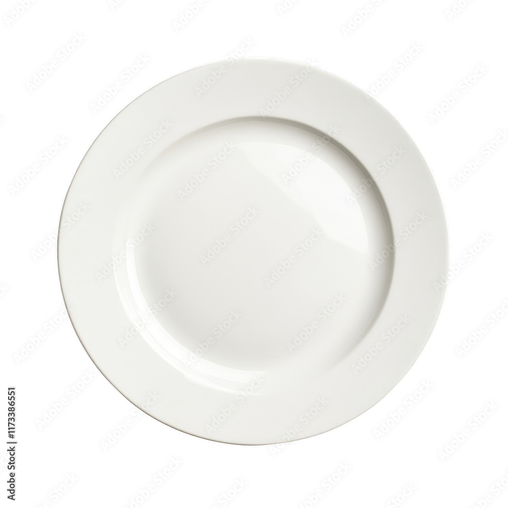 White ceramic plate with smooth surface and round shape, ideal for dining White ceramic plate with smooth surface and round shape, ideal for dining