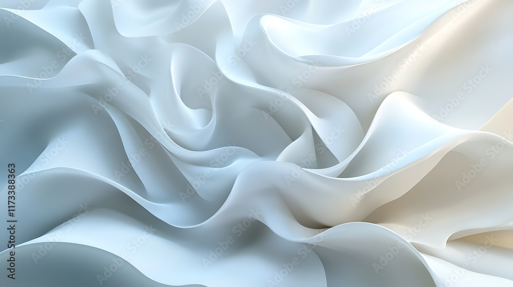 Fototapeta premium Abstract swirling white and blue fabric texture background.
