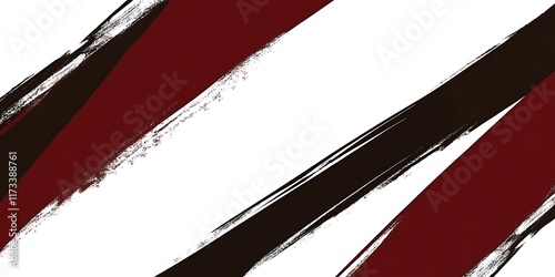 Abstract maroon and black brush strokes on white. Design background.