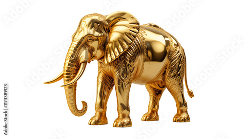 Golden Elephant Statuette: Intricate Design, Regal Elegance photo