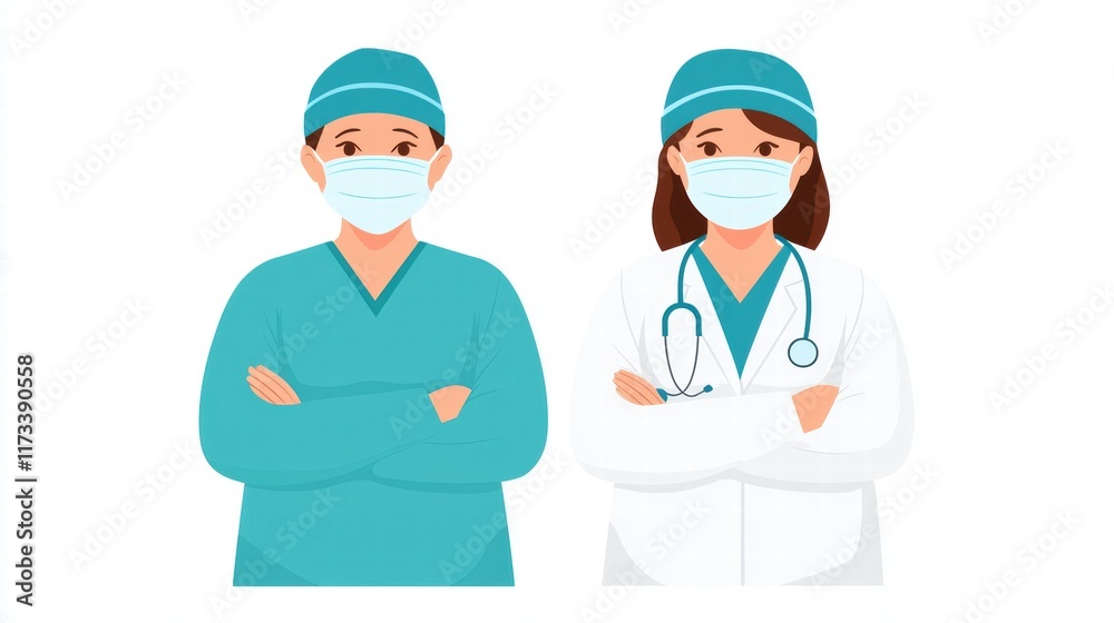 Professional Medical Advisors in Scrubs and Lab Coats Offering Expert Guidance Professional Medical Advisors in Scrubs and Lab Coats Offering Expert Guidance