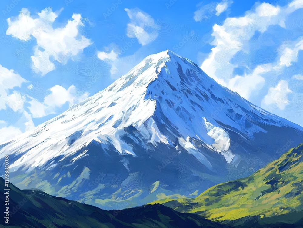 majestic snow-capped mountain peak under a blue sky majestic snow-capped mountain peak under a blue sky