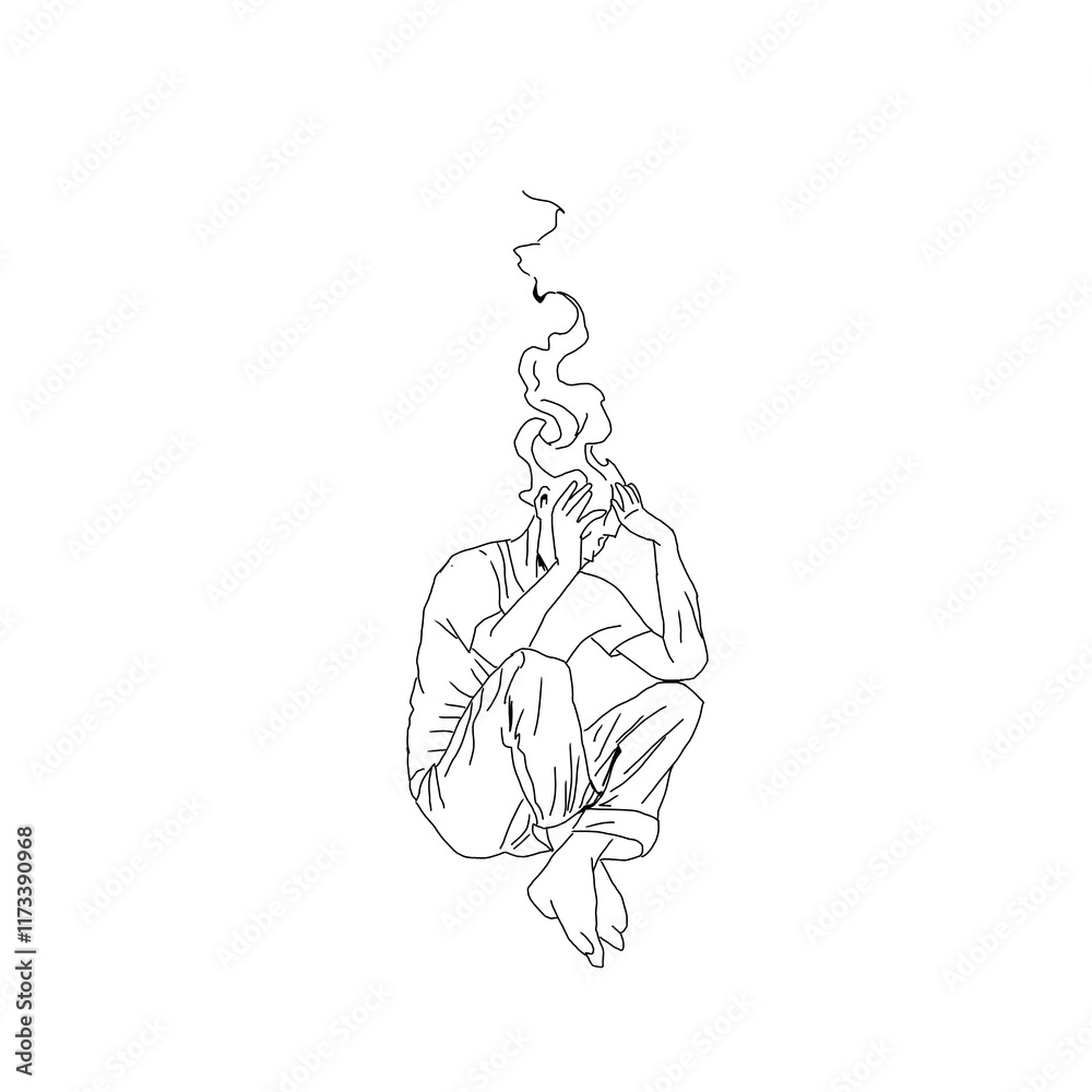 Fototapeta premium a man who is dizzy with his thoughts