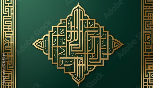 Elegant Gold Arabic Calligraphy On Green Background