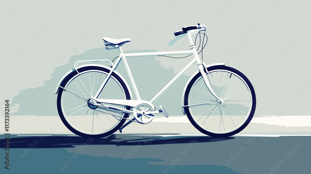 Fototapeta premium White Bicycle Sings on Asphalt Vector Illustration