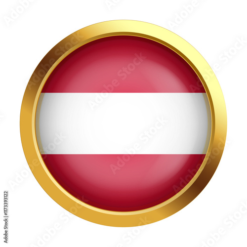 Free Download Gold token with the flag of Austria. Vector. Symbol of national pride and cultural heritage. Close-up. Design for print, souvenirs, gifts, important events and holidays, web design. - GFXLoad