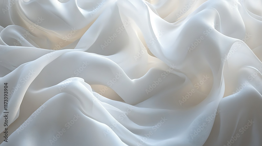 Fototapeta premium Elegant white fabric drapes softly. Background light. Design texture.