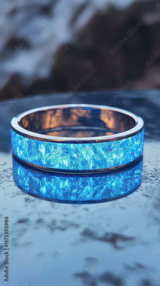 glowing blue gemstone bracelet reflecting light on surface glowing blue gemstone bracelet reflecting light on surface
