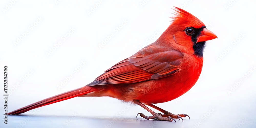 Minimalist Cardinal Silhouette: Low Light White Background Stock Photo Minimalist Cardinal Silhouette: Low Light White Background Stock Photo