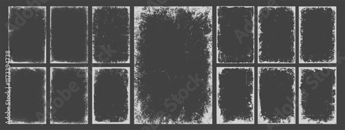 Grunge overlay dirty frame, retro watercolor pattern, torn paper silhouette, distressed social media business banner border, photo collage background and paint brush stroke texture collection. Texture