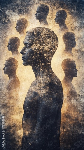 Abstract representations of family constellations and ancestral connections. AI generated.