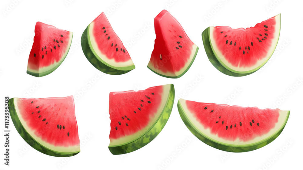 watermelon slices isolated on white transparent background