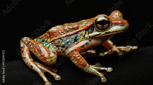 Frog isolated on black background photo