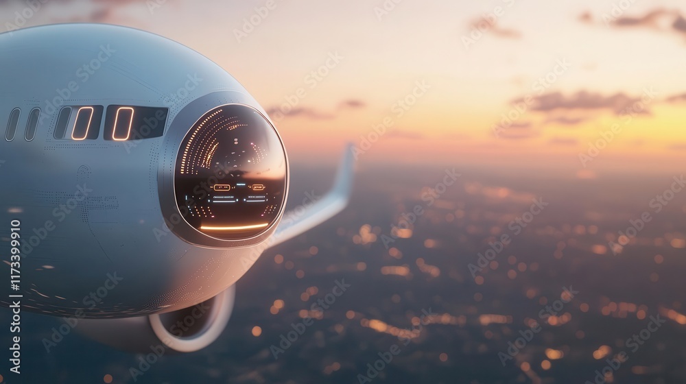 Fototapeta premium Closeup of the plane s autopilot system, seamlessly integrating with flight data for autonomous navigation