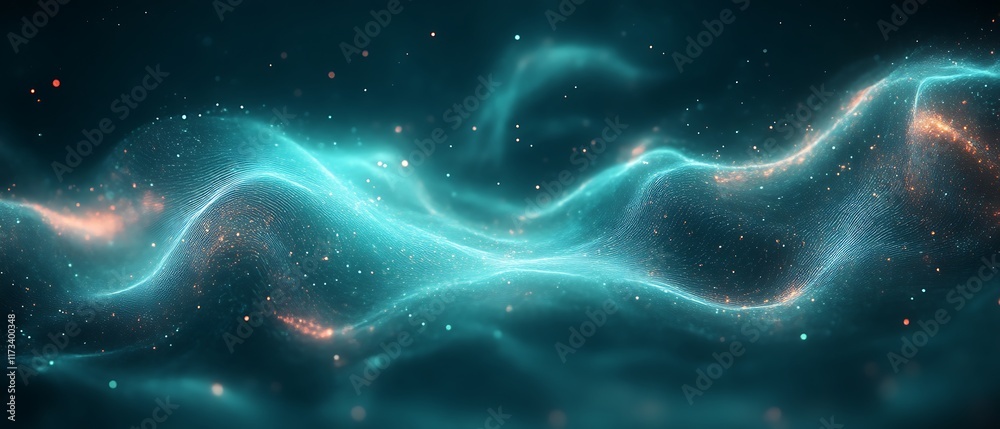 Teal and orange glowing energy wave.