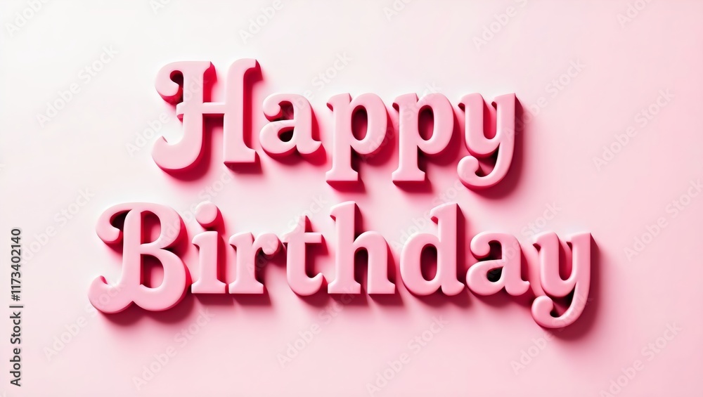 Happy Birthday Three-Dimensional Text With Pink Matte Texture Happy Birthday Three-Dimensional Text With Pink Matte Texture