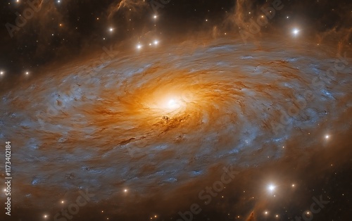 Stunning spiral galaxy with bright core and swirling arms. photo