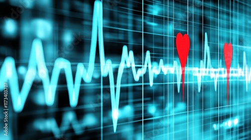 Serene blue heartbeat pulse, visualization of tranquility and inner peace experience
