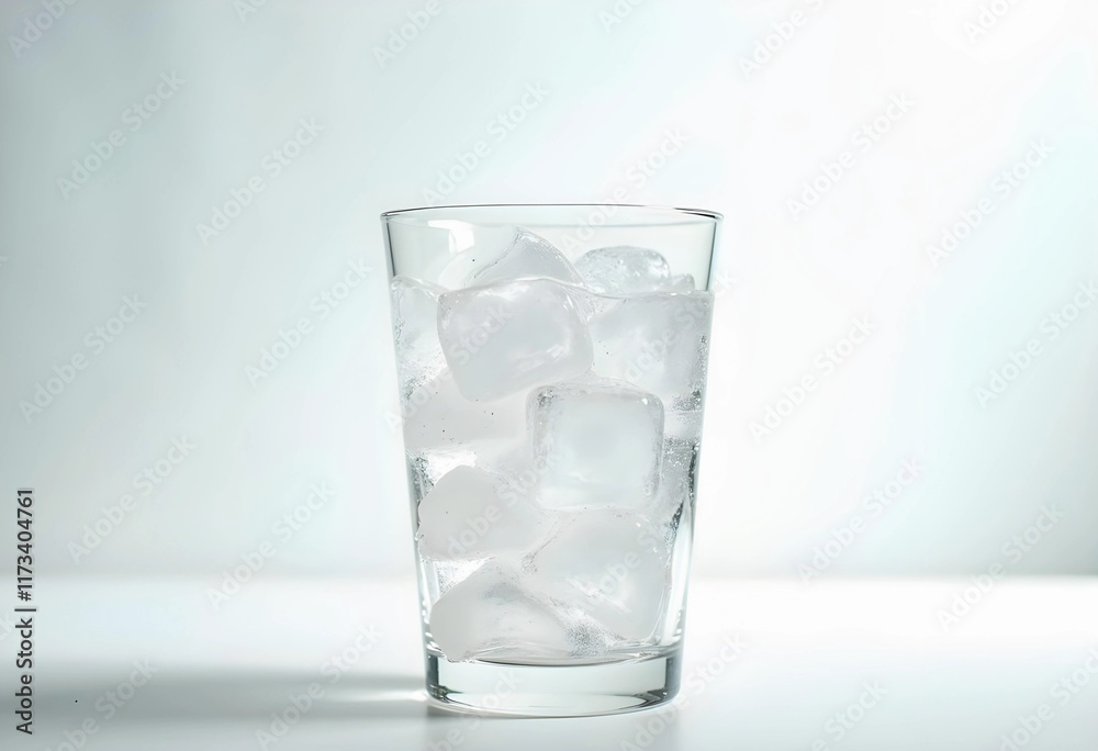 Refreshing Glass Filled With Clear Ice Cubes Shines Under Soft Light Refreshing Glass Filled With Clear Ice Cubes Shines Under Soft Light