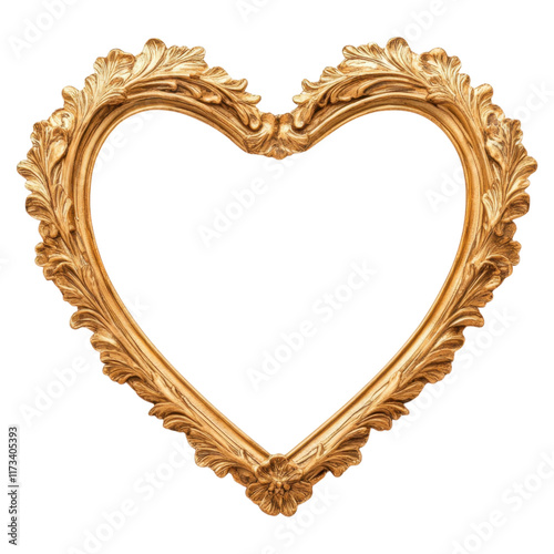 Golden heart shaped frame with intricate lace like details, perfect for cherished memories photo