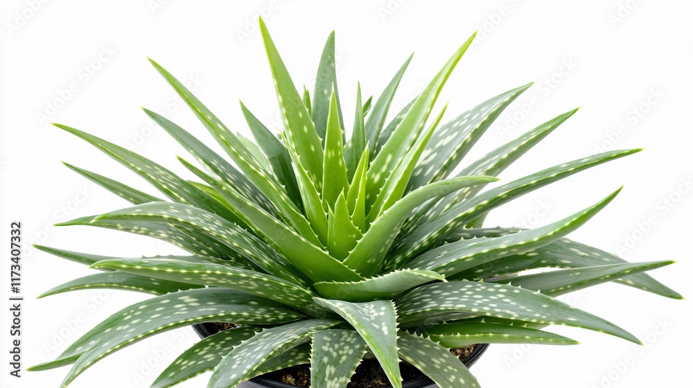 Fototapeta premium Stunning Aloe Vera Plant in Pot, Isolated White Background