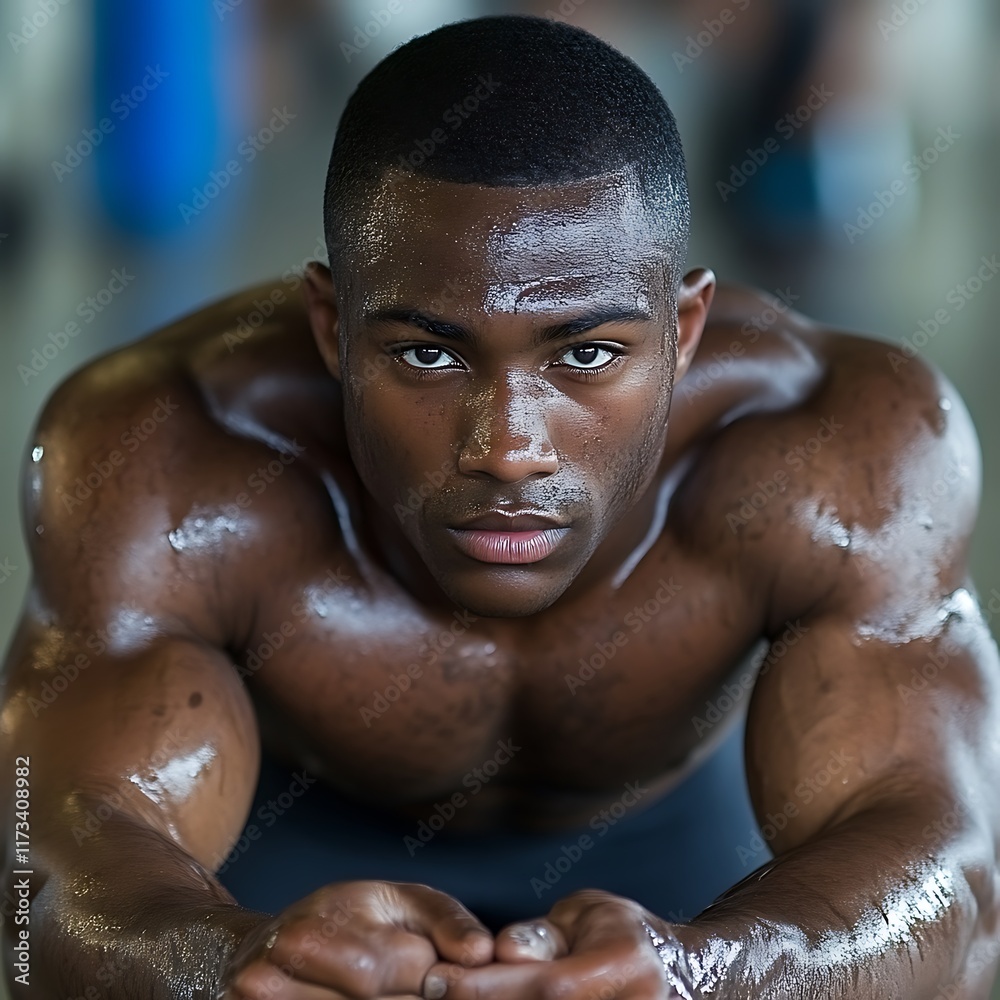 Muscular Man Sweating After Intense Workout Session