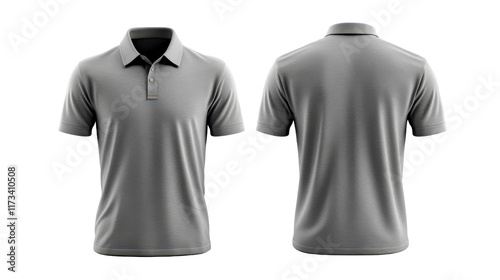 Modern gray polo shirt on light background. transparent background photo