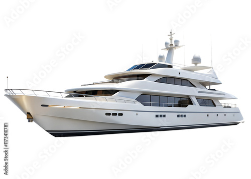 luxury white long yacht cut out