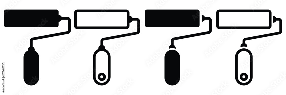 Paint icon vector. paint brush sign and symbol. paint roller icon vector. Paint roller icon on light background. Paint symbol. Brush, color, repaint, renovation, interior, work tool, art. Outline.