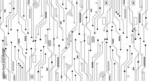 High tech technology geometric illustration. Circuit technology background with hi-tech digital data connection system and computer electronic design