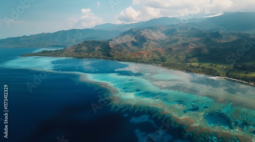 Beatiful coral reef around island Lombok, Indonesia