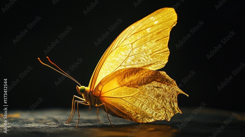Naklejka premium Yellow butterfly macro photography