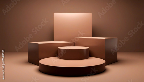 Wallpaper Mural Artistic arrangement of brown geometric shapes in a minimalist setting Torontodigital.ca