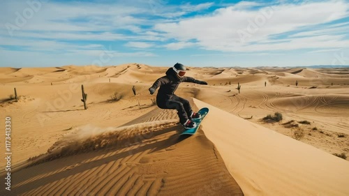 Snowboarding on a desert