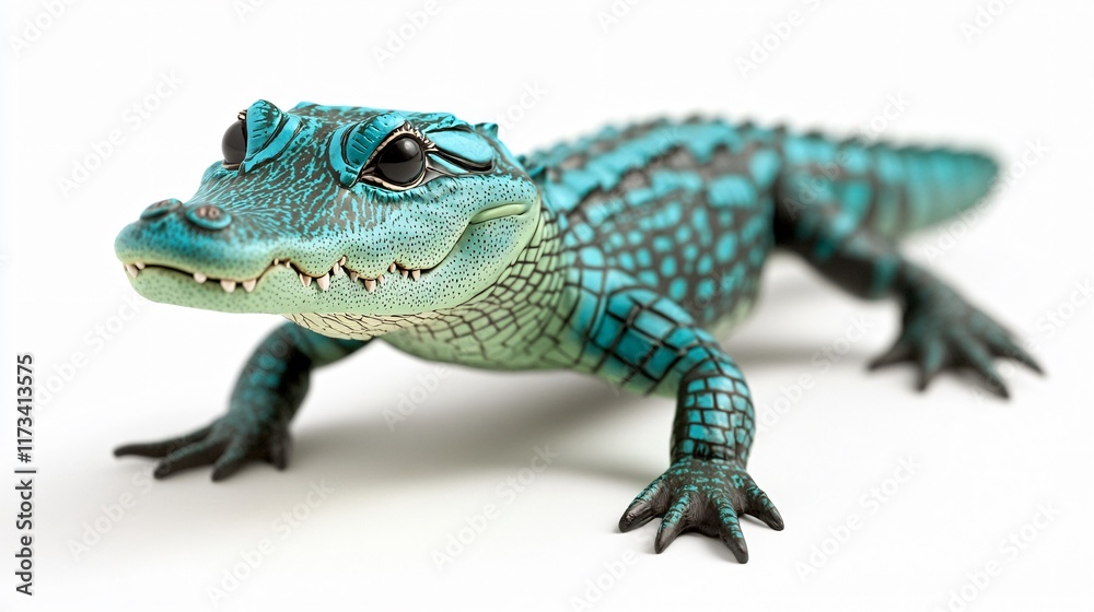 Obraz premium Vibrant Teal Alligator Reptile Creature Digital Art