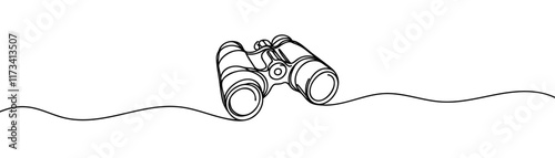 One Continuous Line Drawing of Binoculars minimalist best use for logo