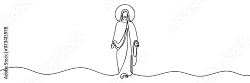 Jesus continuous line drawing. Vector illustration