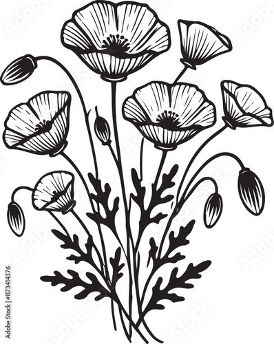 Spring California Poppy Flowers SVG Bundle