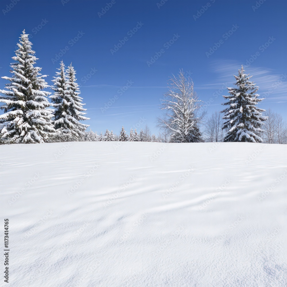 Naklejka premium Snowy Landscape Winter Wonderland Ultra HD Image Crisp Air Tranquil Scene Copy Space Text