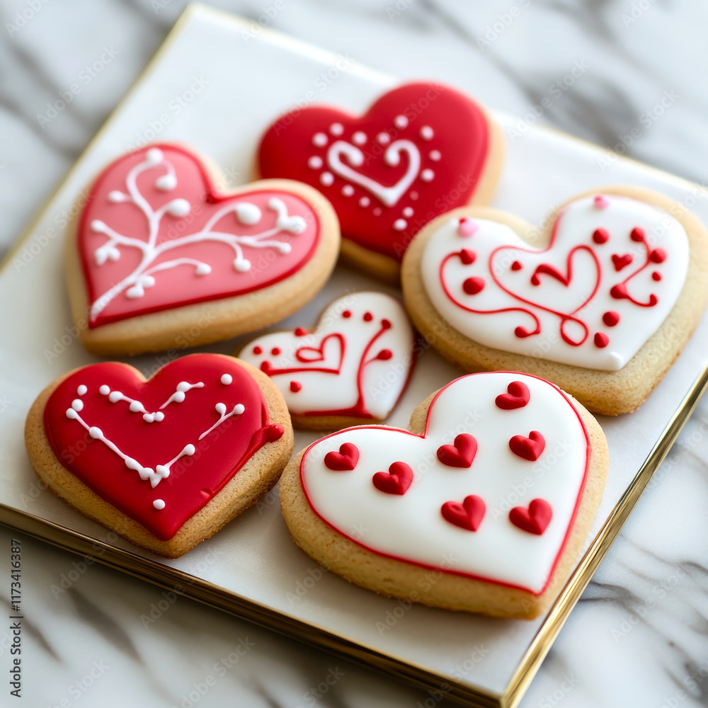 Valentine's day cookies background, top view Valentine's day cookies background, top view
